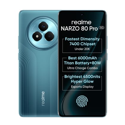 realme NARZO 80 Pro 5G (Racing Green,8GB+256GB) | Segment's 1st MediaTek Dimensity 7400 Chipset | 6000mAh Titan Battery + 80W Ultra Charge | 4500nits HyperGlow Esports Display | IP69 Waterproof Racing Green / 8+256