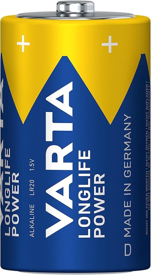 Varta High Energy 2 D Size Alkaline Batteries