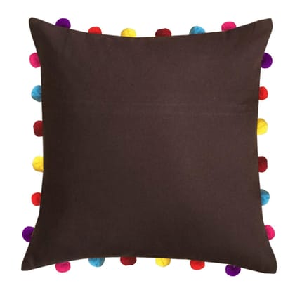 Lushomes cushion cover 18x18, boho cushion covers, sofa pillow cover, cushion covers with tassels, cushion cover with pom pom (18x18 Inches, Set of 1,Brown )