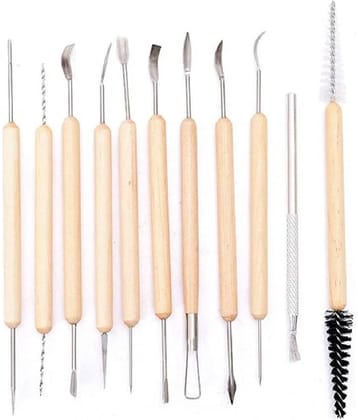 PRANSUNITA - Wood Metal Tipped Clay Sculpting Tools (Pack of 1)