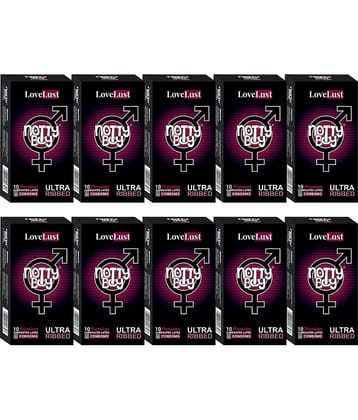 NottyBoy LoveLust Ultra Ribbed Lubricated Condoms -  100 Units