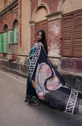Batik Maheswari saree - Narmada- Mina-Chanderi