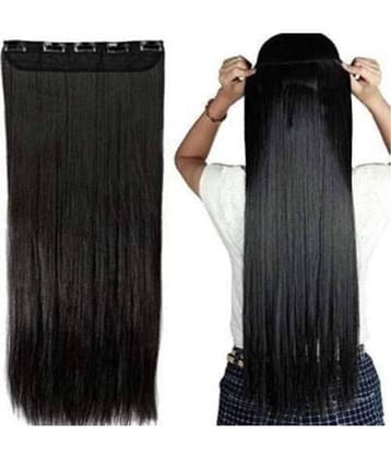 VSAKSH Women's Black Straight Hair Extension with 5 Clips