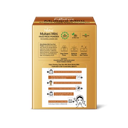 Nisha Multani Mitti Sandal Face Pack Powder 100g, Fuller’s Earth Powder, Natural Oil Control, Acne & Tan Removal