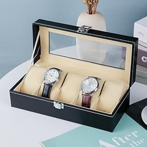 KATHIYAWADI Watch Storage Box Leather Box Jewelry Storage Organizer Storage Case (5 Slot Watch Box)