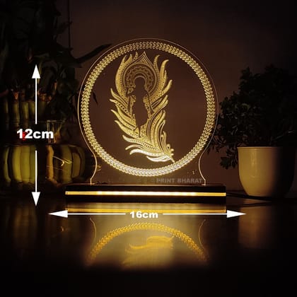 Acrylic Shri Krishna Mor Pankh Led frame size ( 16 cm* 12 Cm )