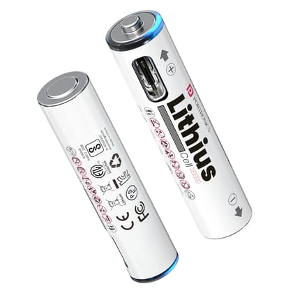 Portronics AAA Lithius Type-C Rechargeable Batteries (Pack of 2) | 440mAh Lithium-Ion AAA Batteries with USB-C Charging, Low Self-Discharge Portronics AAA Lithius Type-C Rechargeable Batteries (Pack of 2) | 440mAh Lithium-Ion AAA Batteries with USB-C Charging, Low Self-Discharge
