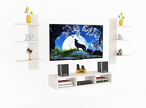 DAS Harries TV Entertainment Unit Stand Set TOP Box Stand with Shelves and Display Rack Frosty White Small- Ideal for UP to 32 INCH Screen
