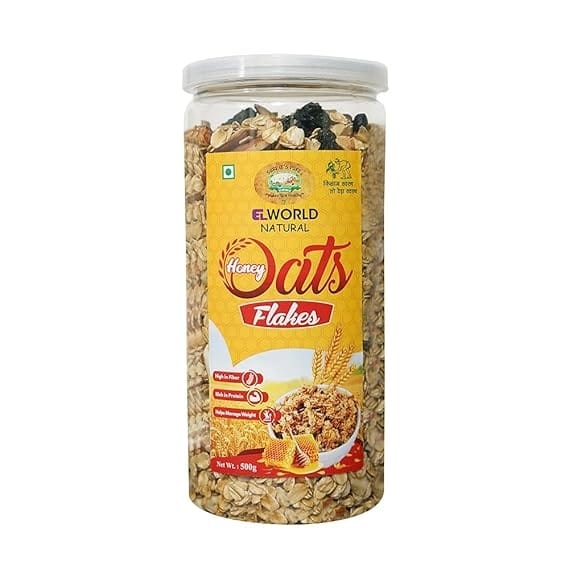 Elworld Agro & Organic Food Products Honey Oats 500g