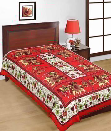 Uniqchoice Red Natural Cotton Single Bed Sheet