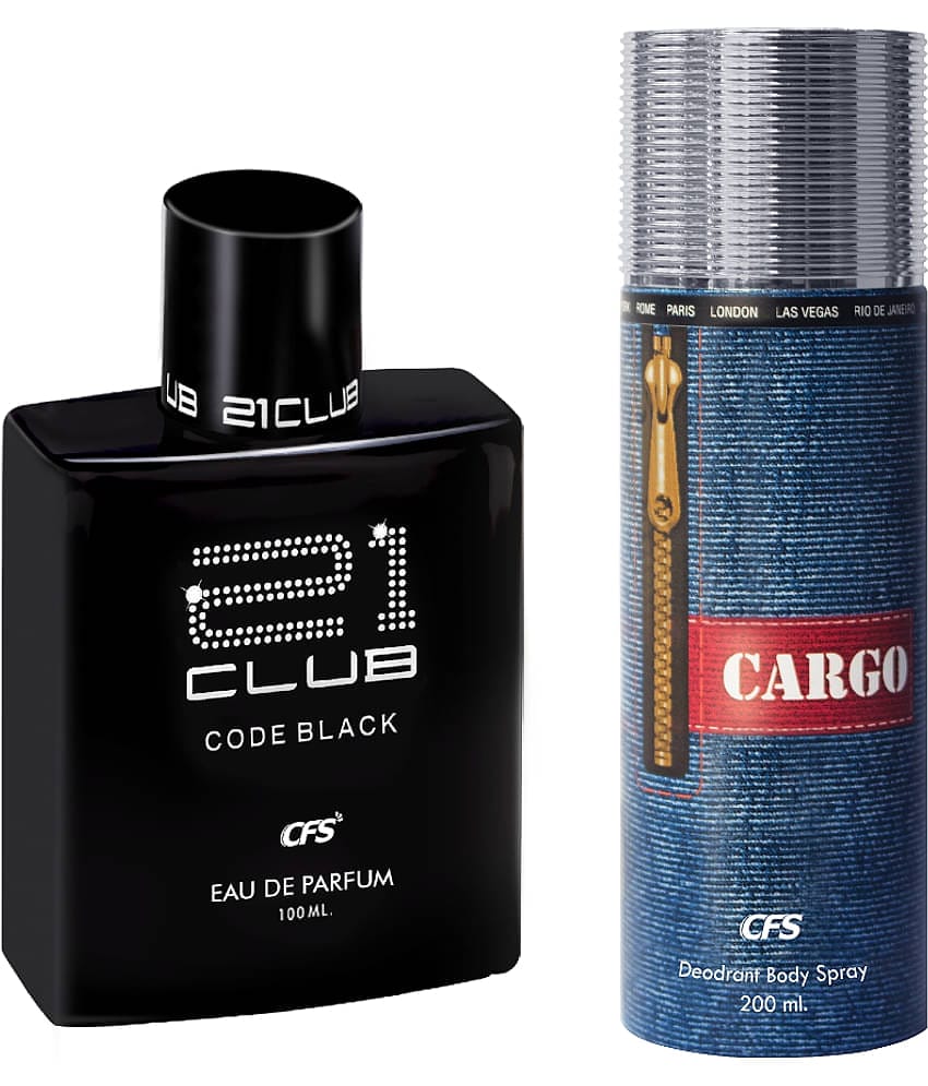 CFS 21 Code Black EDP Long Lasting Perfume & Cargo Blue Deodorant Body Spray