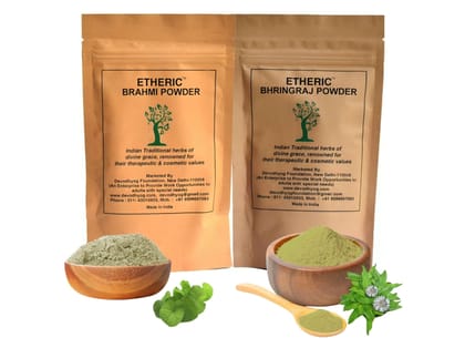 Etheric Bramhi + Bhringraj (2x100 Gram) Powder for Hair Treatment & Hair Growth