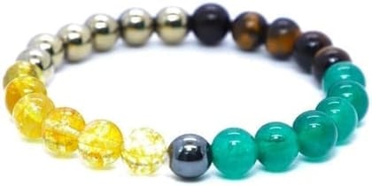 CRUZINE Healing Crystal Bracelet, Multi-Gemstone Money Magnet, Yellow Citrine and Green Agate