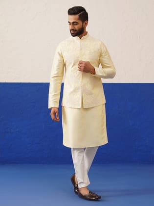 Lemon Yellow bundi kurta set-XS/36 / Churidaar Set