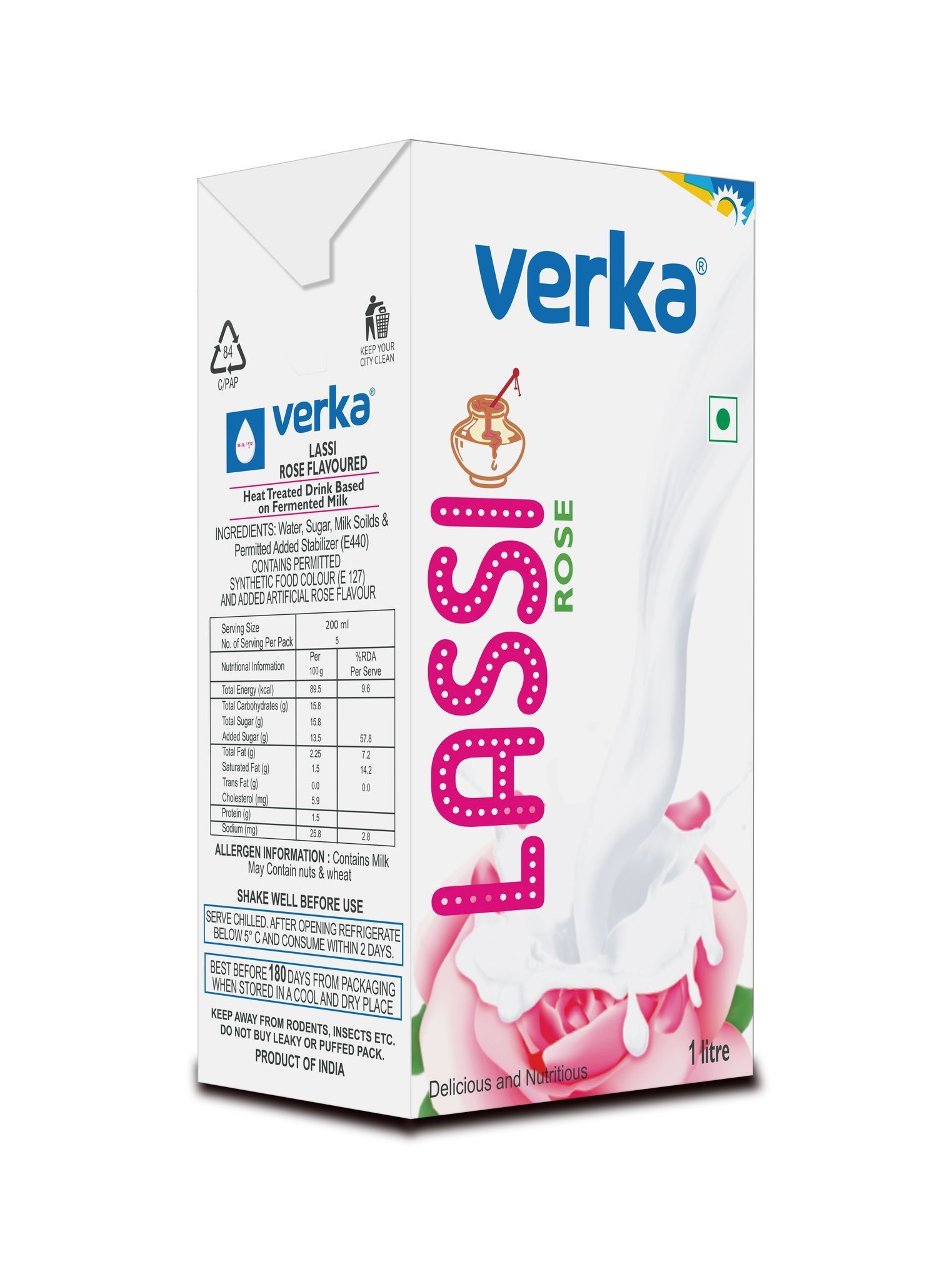 Verka Rose Lassi 1 Ltr Tetra