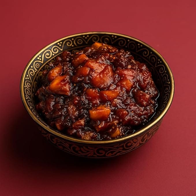 BANGLARMISTI Aamsotto Khajurer Misti Aachar, Bengali Sweet Pickle, Mango Papad, Khajoor, Homemade, Preservative Free, No Artificial Colour, 250g