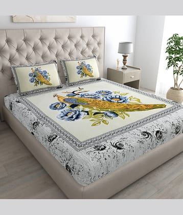 Cosito Cotton 1 Double Bedsheet with 2 Pillow Covers ( Blue )