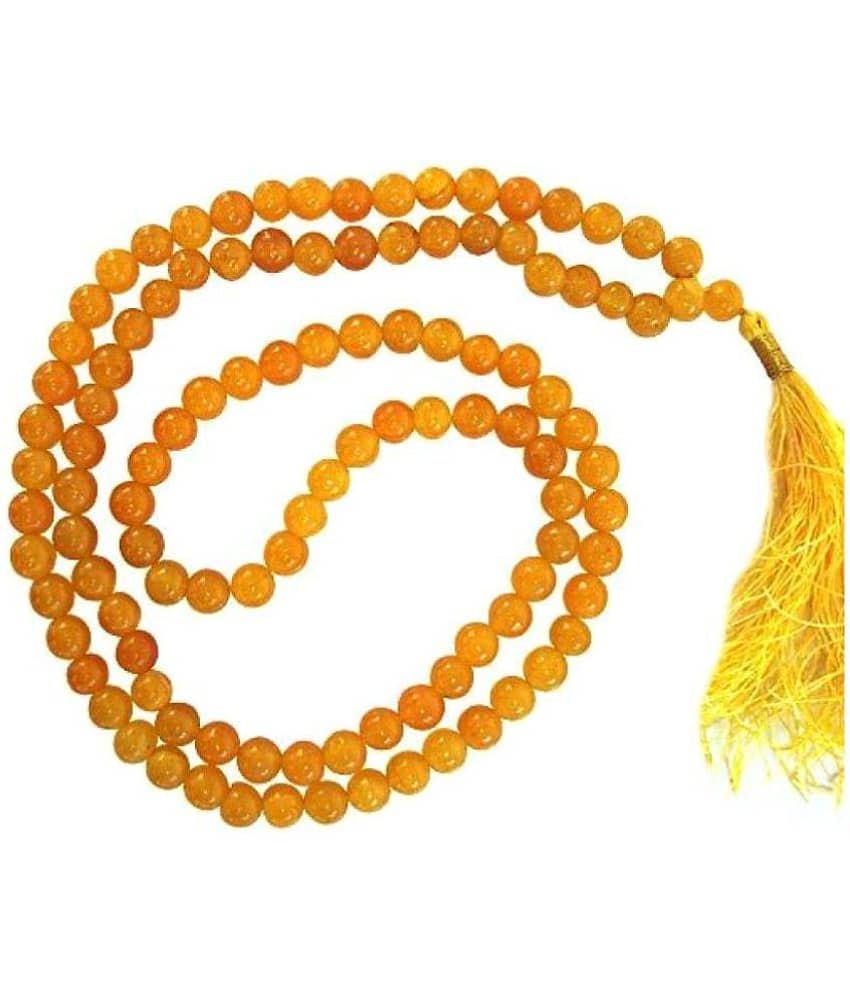Malabar Gems Natural Citrine (Sunela) 108+1 Beads Rosary Mala- Lab Certified