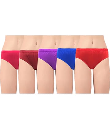 DOOZIE LOVEPLUS Pack of 5 Poly Cotton Solid Women's Briefs ( Multicolor )