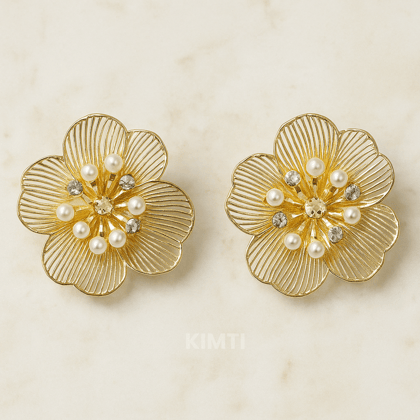 Golden  Flower Earrings