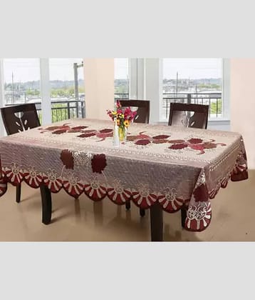 CASA FURNISHING Self Design Polyester 6 Seater Rectangle Table Cover ( 228 x 152 ) cm Pack of 1 Maroon