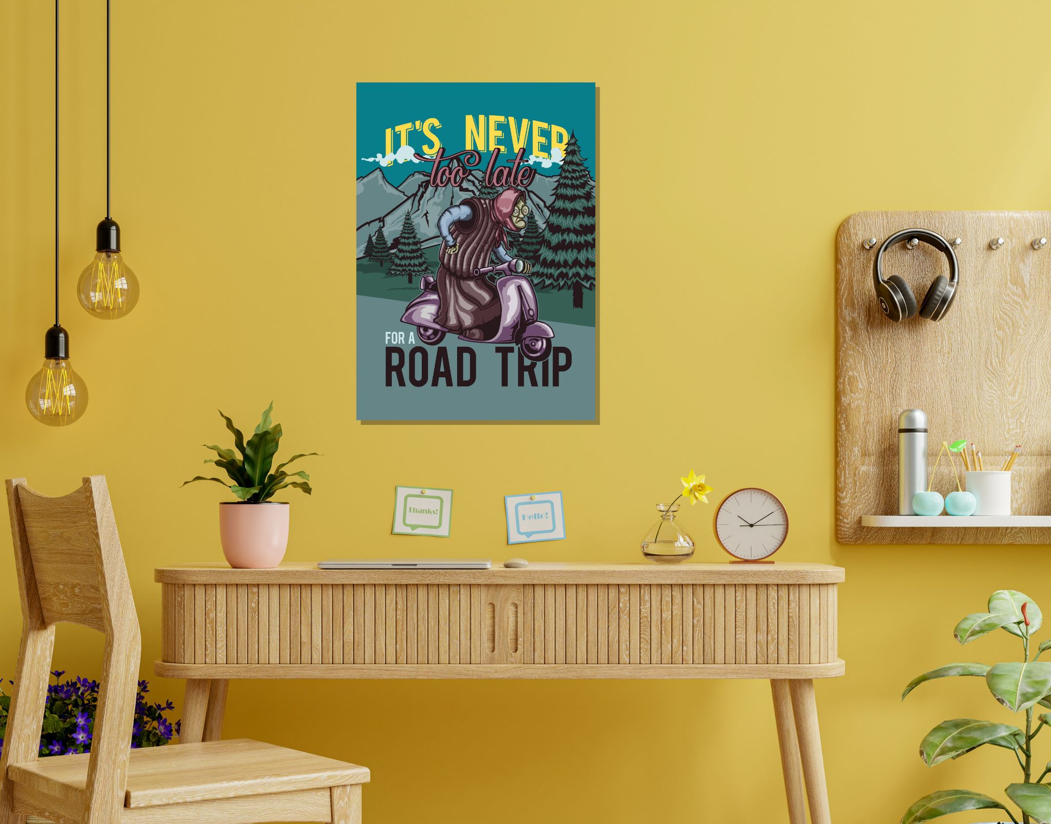 "It's Never Too Late For A Road Trip"- Shiny & Sturdy Metallic Poster  Art That Pops & Sticks-A3