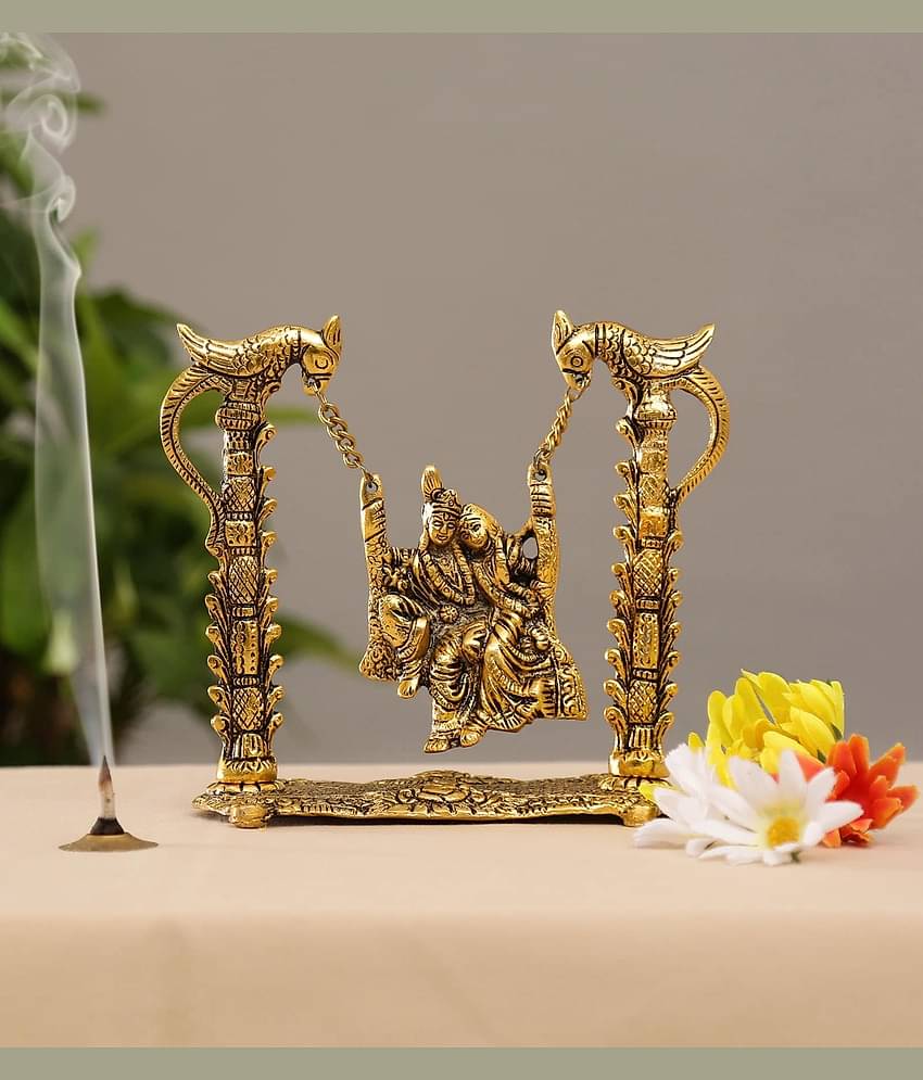 KridayKraft Aluminium Radha Krishna Idol ( 16 cm )