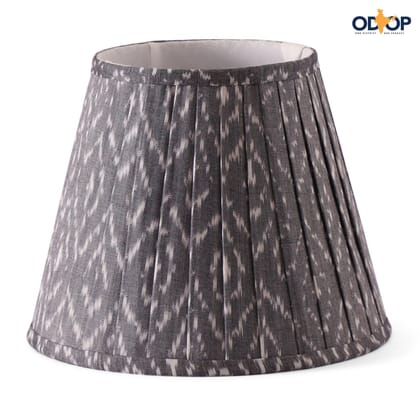 Pleated Ikat Lampshade - 10x8-Grey / White / 100% Cotton / H: 8.5 x B: 10"