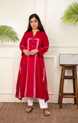Red Shibori Kurta-S / Red