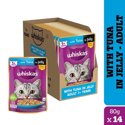 Whiskas Tuna in Jelly Adult (1+ Years) Wet Cat Food (80gx14)