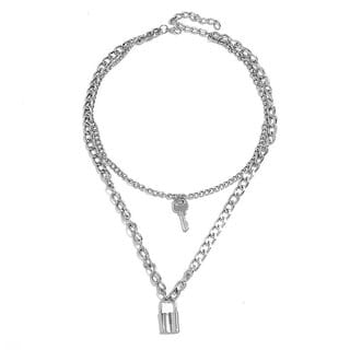 Lock  Key Design 2 layered Neckpiece Silver Plated