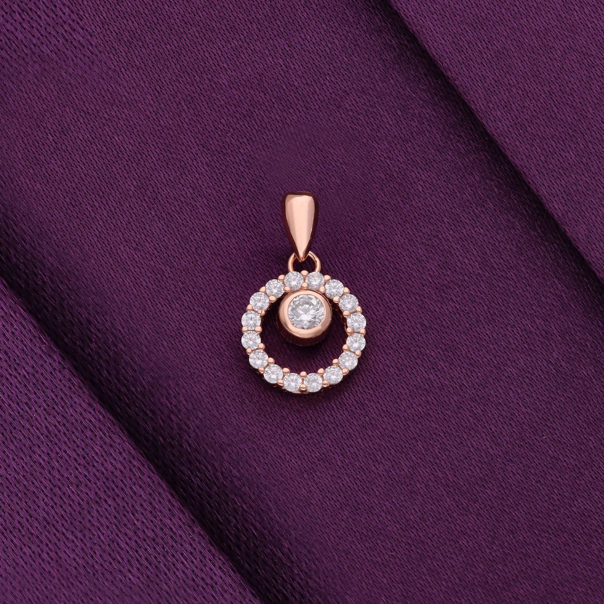 MINIMAL ROUND CRYSTALS CASUAL SILVER PENDANT-White Stone / Rose Gold