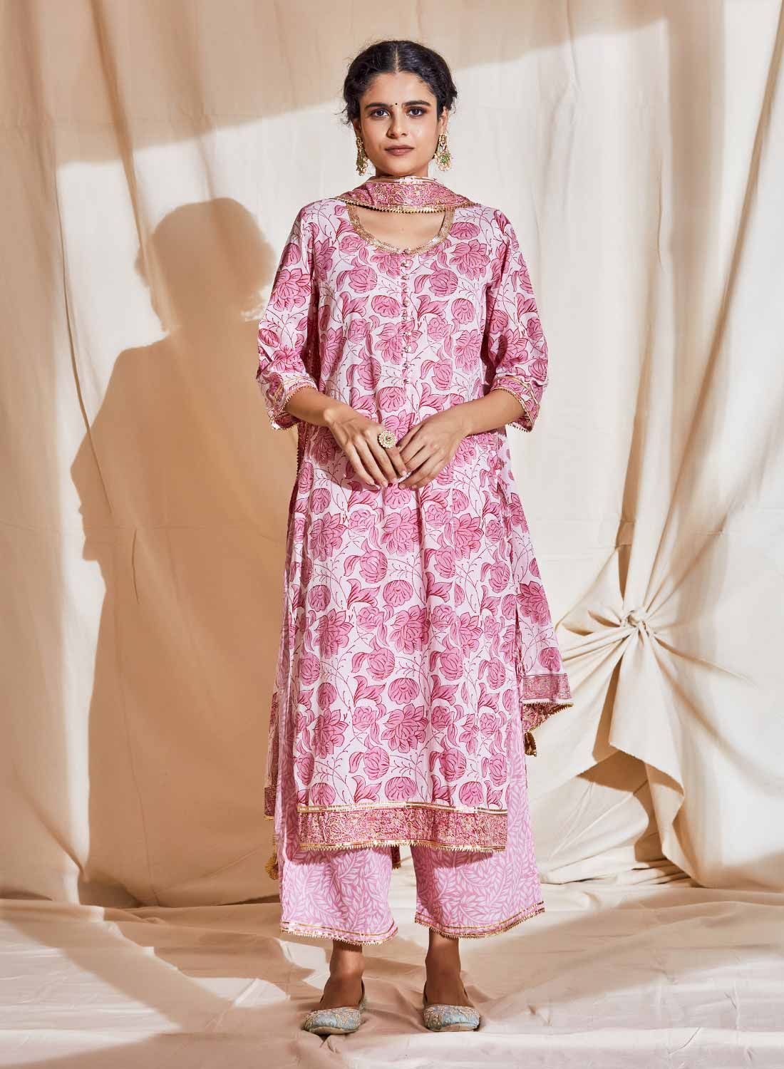 Gul Straight Cut Plazzo Set-S / Pink
