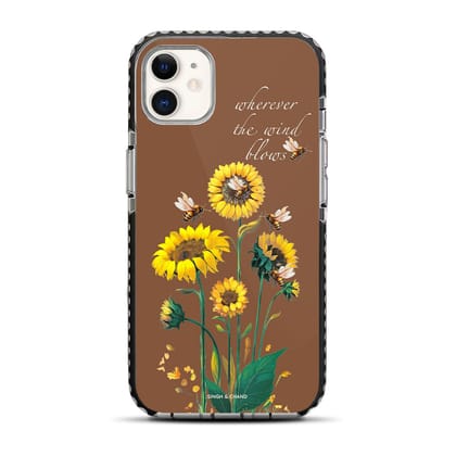 Sunflower and bees iPhone 11 Stride Phone Case-Stride