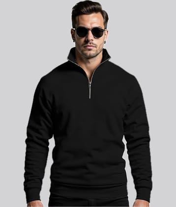 fashion and youth Fleece High Neck Men's Sweatshirt - Black ( Pack of 1 )