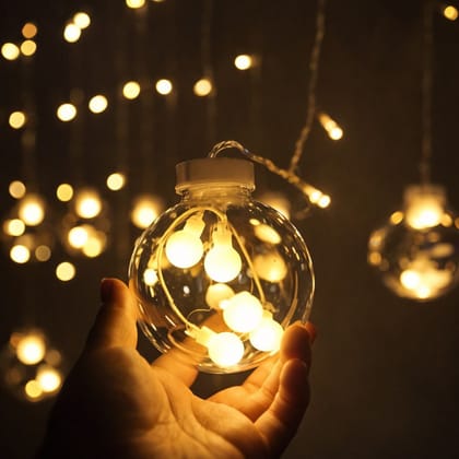 SPARKWORLD 2.5 m 12-LED Yellow Ball Rice String Lights Steady & Flicker Modes (Pack of 1) | Colour: Warm White