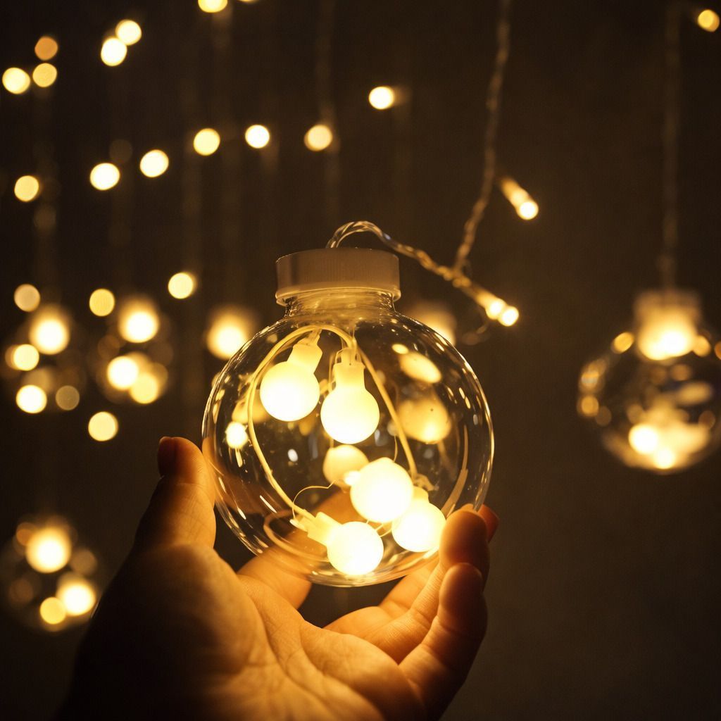 SPARKWORLD 2.5 m 12-LED Yellow Ball Rice String Lights Steady & Flicker Modes (Pack of 1) | Colour: Warm White
