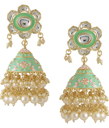 VIRAASI - Mint Green Jhumki Earrings ( Pack of 1 )