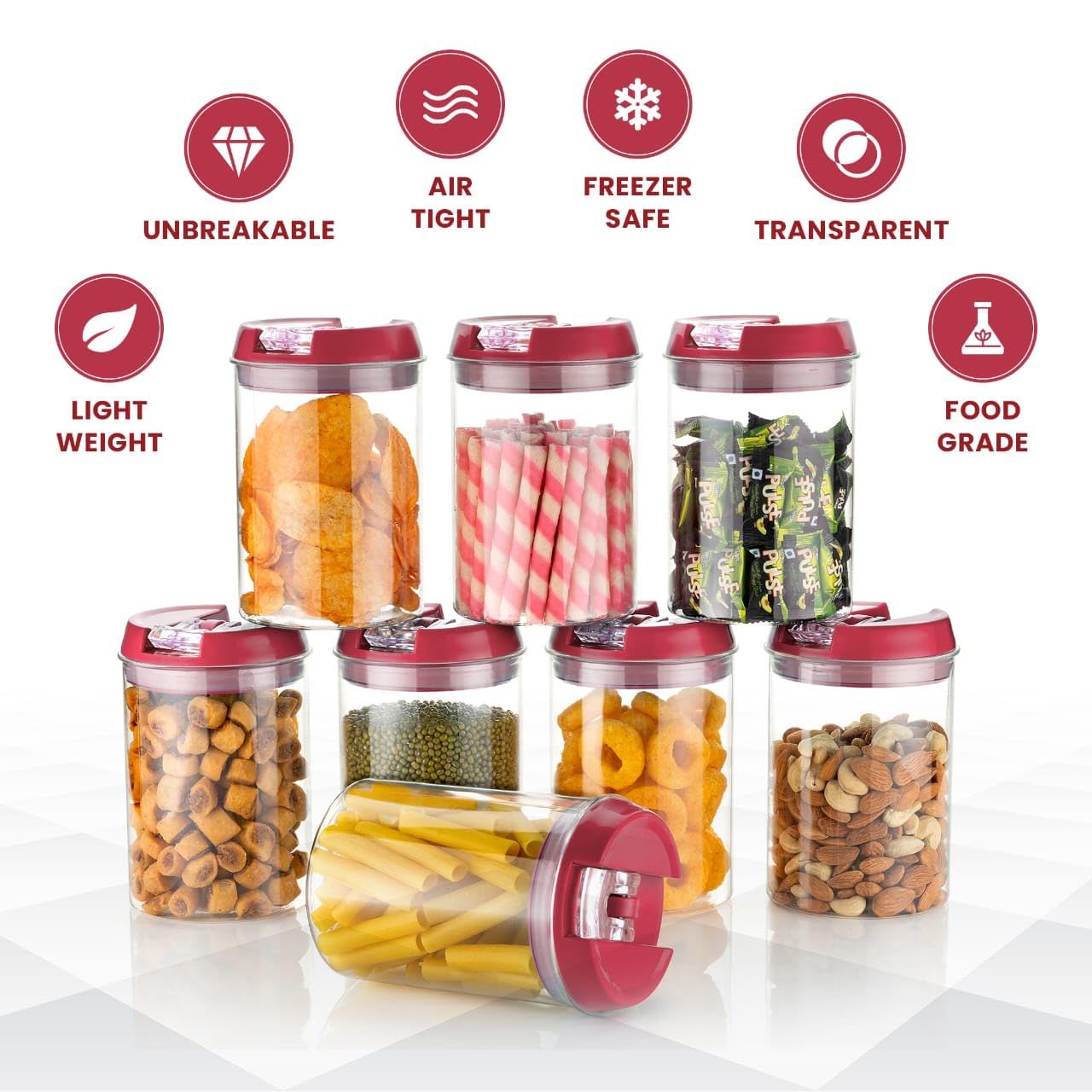 ActivLife - Round Premium Storage Containers-Ruby Red / 1100ml - Set of 8