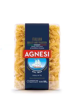 Agnesi Fusilli Pasta, 500G L Imported From Italy L Low Calories L Zero Cholesterol L Zero Salt L No Added Sugar L Durum Wheat L