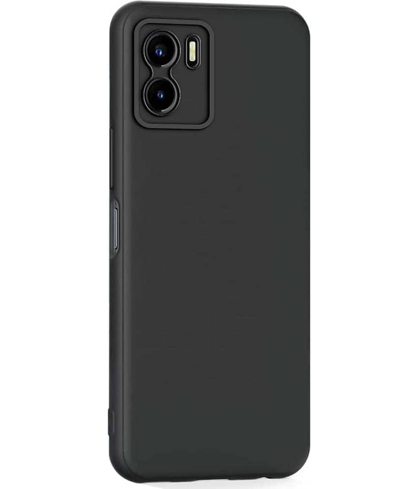 Case Vault Covers - Black Silicon Plain Cases Compatible For Vivo Y15S ( Pack of 1 )