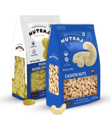 Nutraj Premium Dry Fruits 1kg Combo Pack, Cashews 500g & Raisins 500g