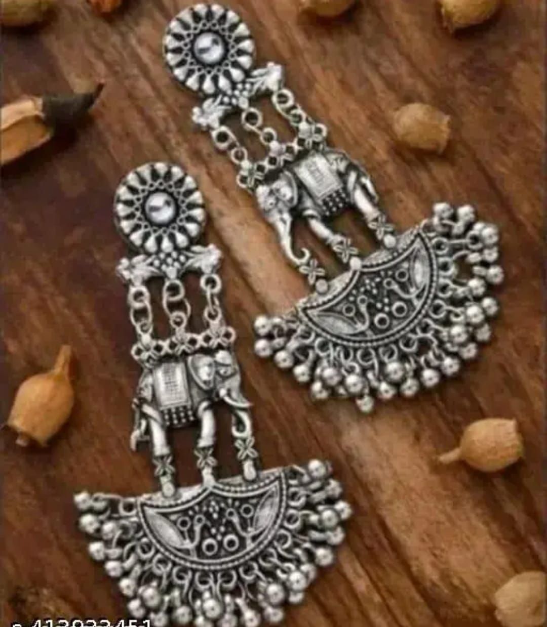 Oxidised Elephant Design Tribal Jhumka Earrings for Women