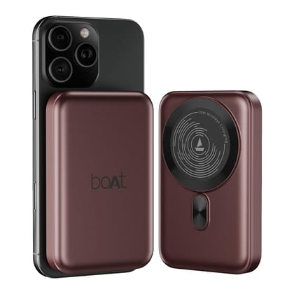 boAt EnergyShroom PB331 (Magsafe) 10000mAh Magnetic Wireless Powerbank, 15W Wireless & 22.5W Wired Charging for (iPhone 16, 15, 14, 13 & 12, Android & Other Qi Enabled Devices) (Wine Red) boAt EnergyShroom PB331 (Magsafe) 10000mAh Magnetic Wireless Power boAt EnergyShroom PB331 (Magsafe) 10000mAh Magnetic Wireless Powerbank, 15W Wireless & 22.5W Wired Charging for (iPhone 16, 15, 14, 13 & 12, Android & Other Qi Enabled Devices) (Wine Red) boAt EnergyShroom PB331 (Magsafe) 10000mAh Magnetic Wireless Power