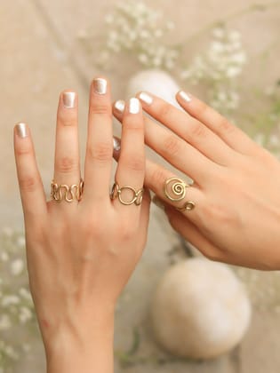 Orient 3 Rings Combo Brass Adjustable Ring (Anti Tarnish)