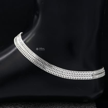 8mm 10.5" Long handmade 925 sterling silver amazing wheat chain design ankle bracelet, gift anklets customized belly dance jewelry ank610