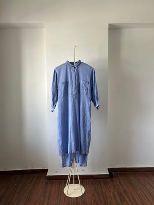 Up & Down Blue Shirt Dress-XXL