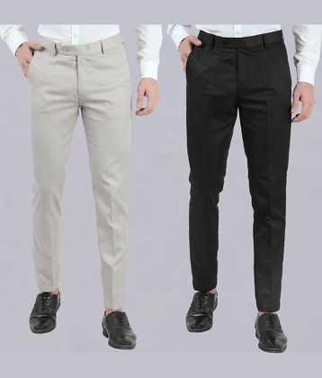 VEI SASTRE Multicolored Slim Formal Trouser ( Pack of 2 )
