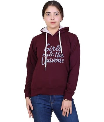 Ogarti Cotton Fleece Maroon Hooded Sweatshirt