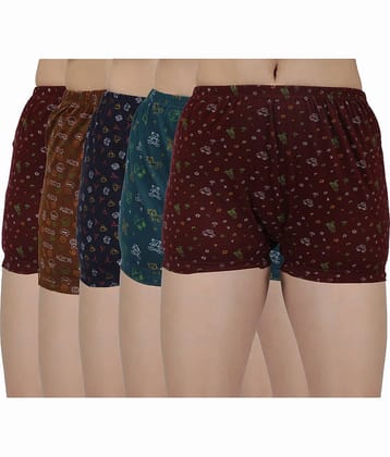 Amul comfy Pack of 5 Cotton Boy Shorts For Women ( Multicolor )